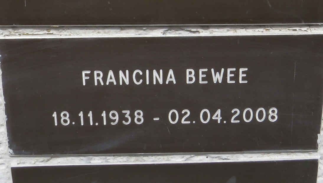 BEWEE Francina 1938-2008