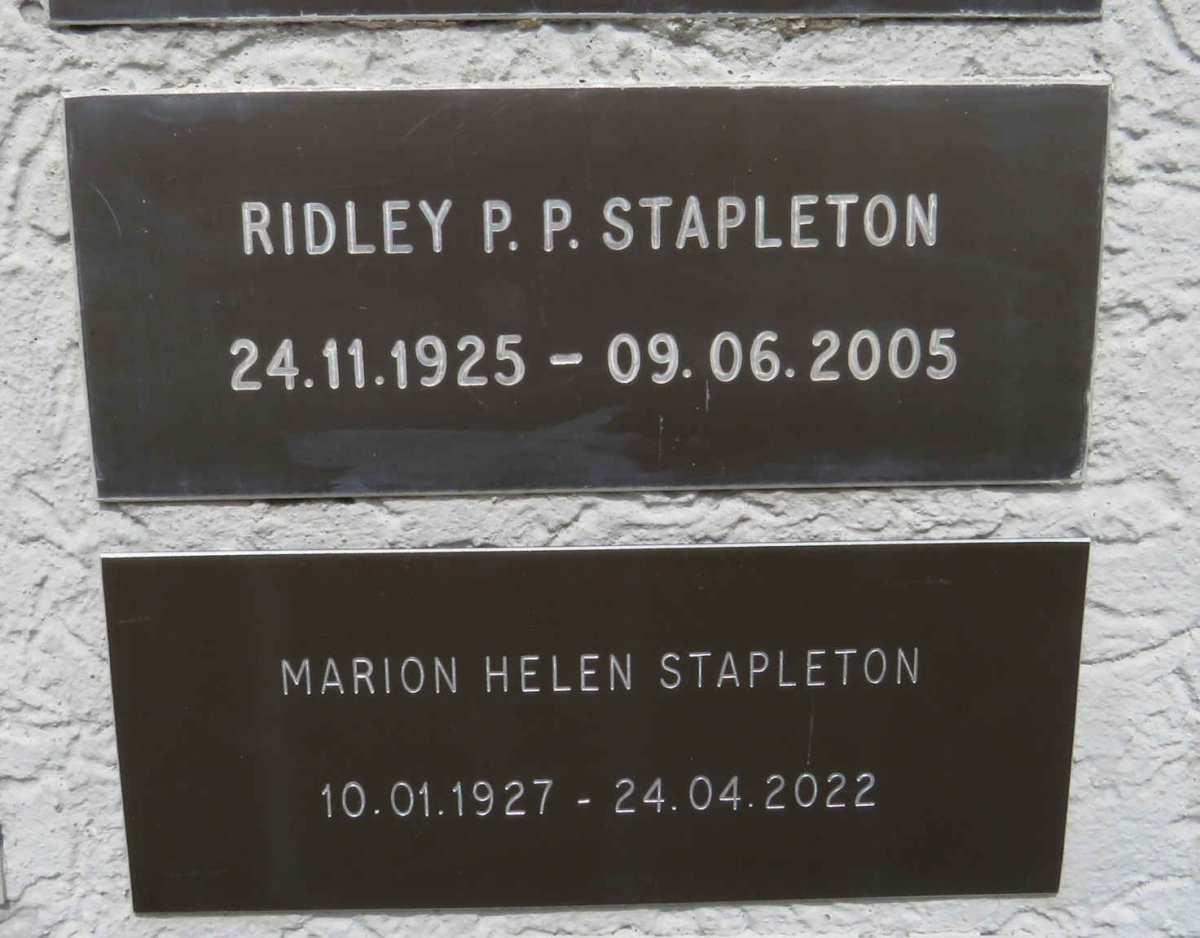 STAPLETON Ridley P.P. 1925-2005