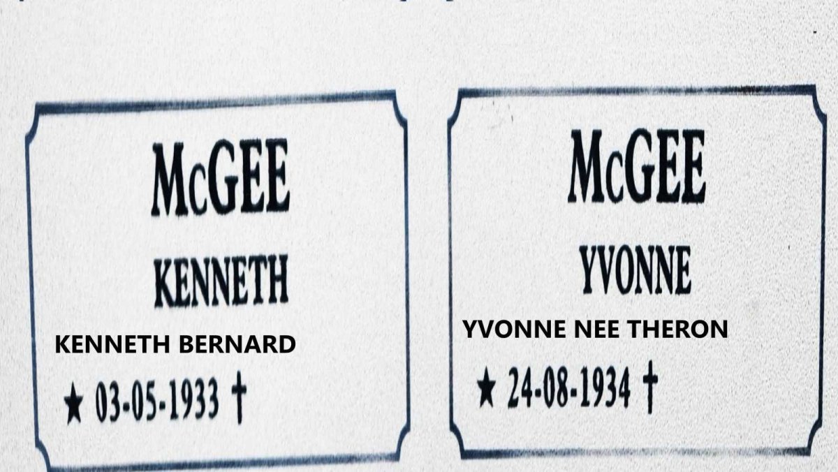MCGEE Kenneth Bernard 1933 - :: MCGEE Yvonne nee THERON 1934-