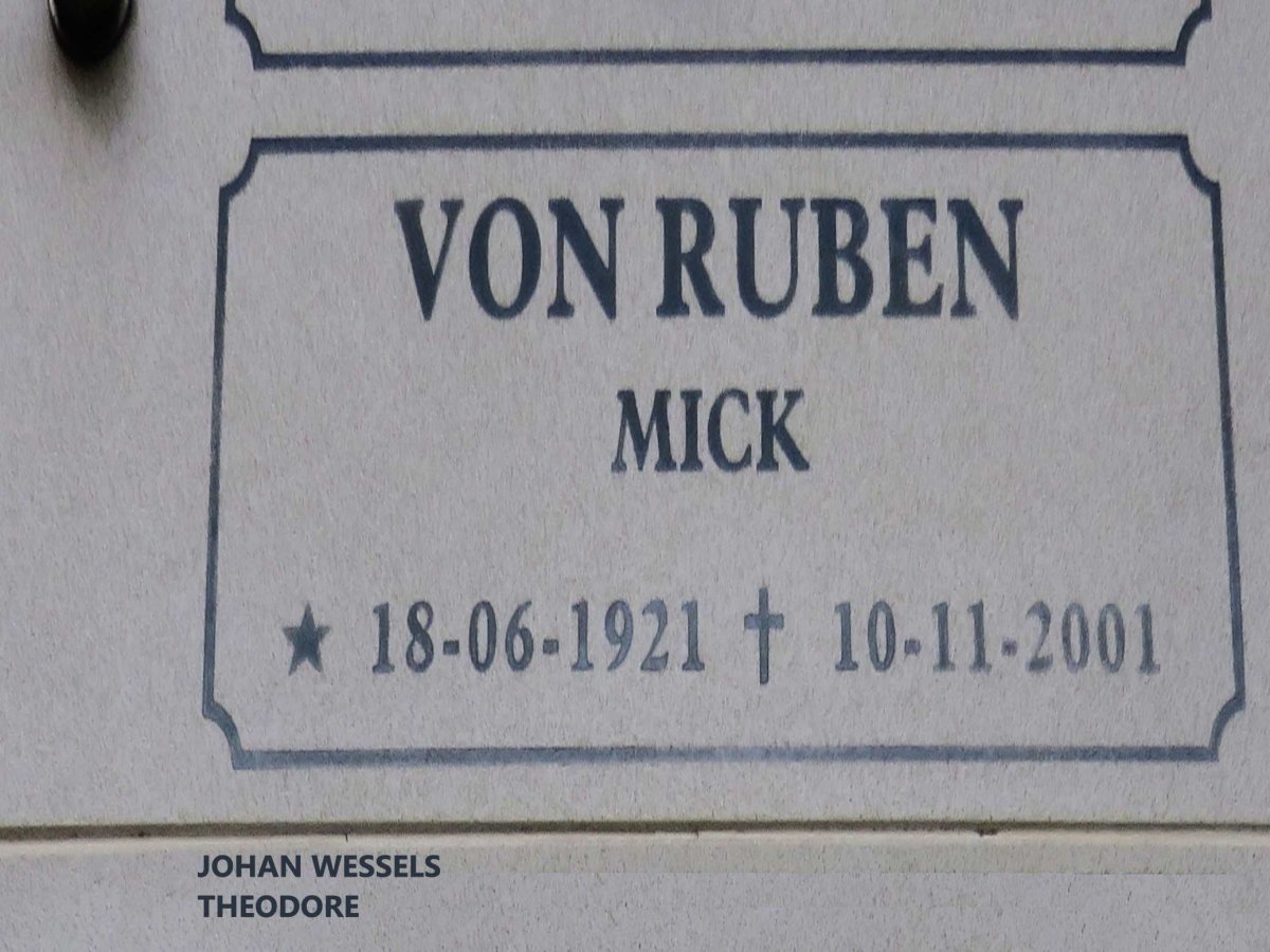 RUBEN Johan Wessels Theodore, von 1921-2001