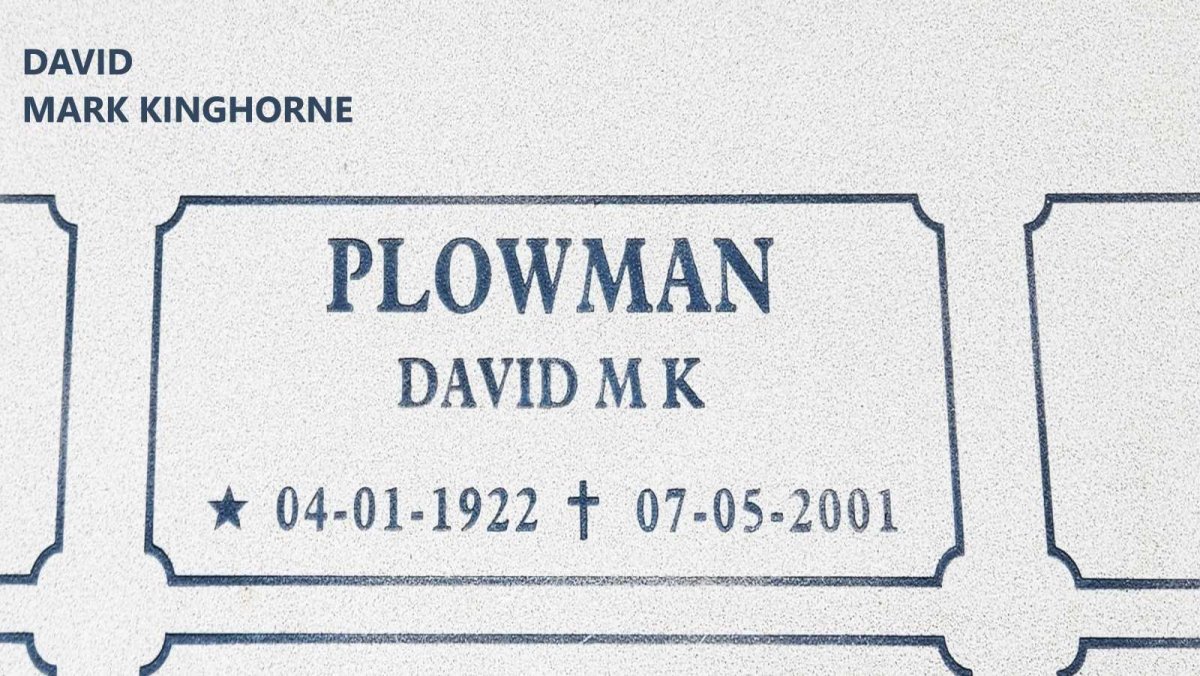 PLOWMAN David Mark Kinghorne 1922-2001
