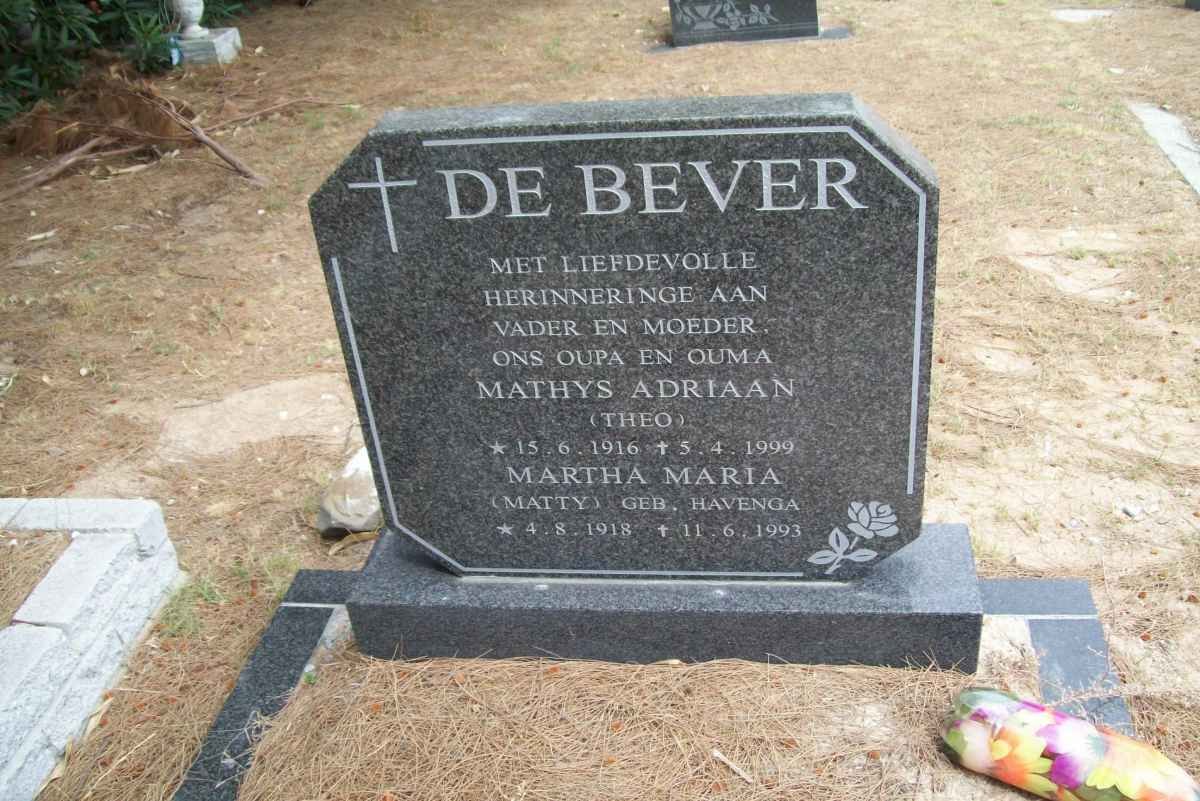 BEVER Mathys Adriaan, de 1916-1999 &amp; Martha Maria HAVENGA 1918-1993
