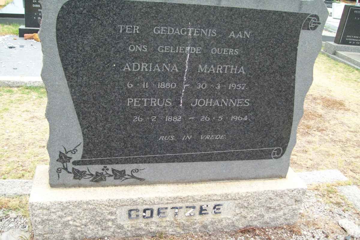 COETZEE Petrus Johannes 1882-1964 &amp; Adriana Martha 1880-1957