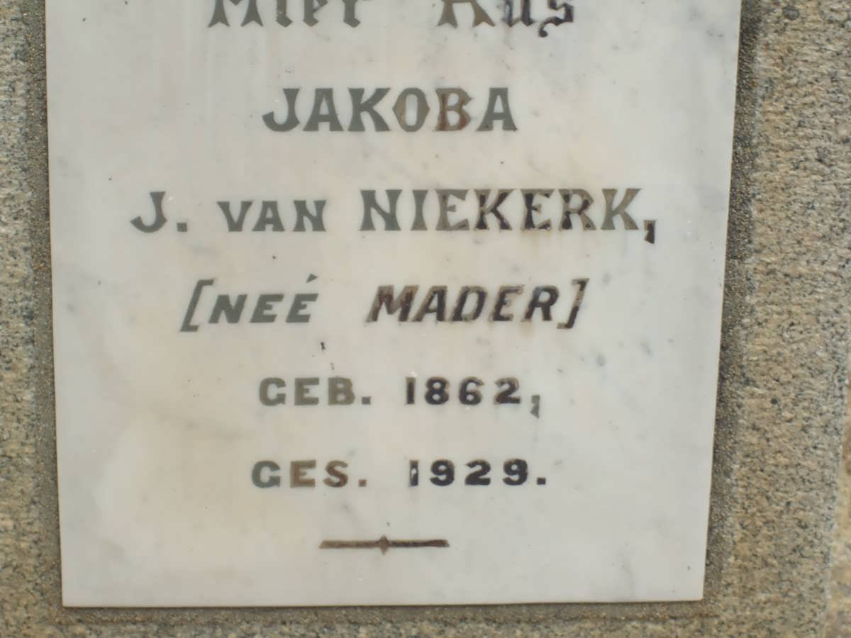NIEKERK J., van nee MADER 1962-1929