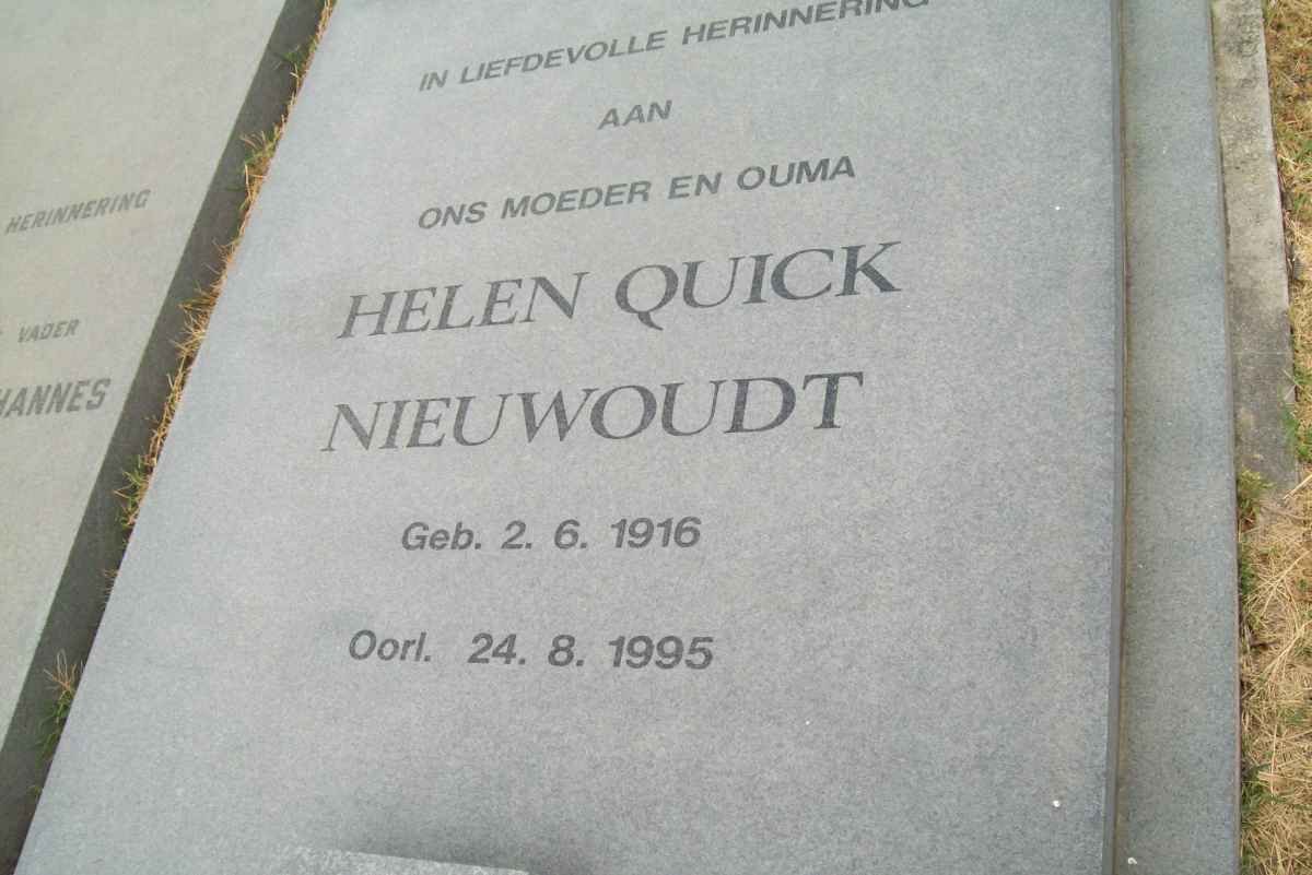 NIEUWOUDT Helen Quick 1916-1995