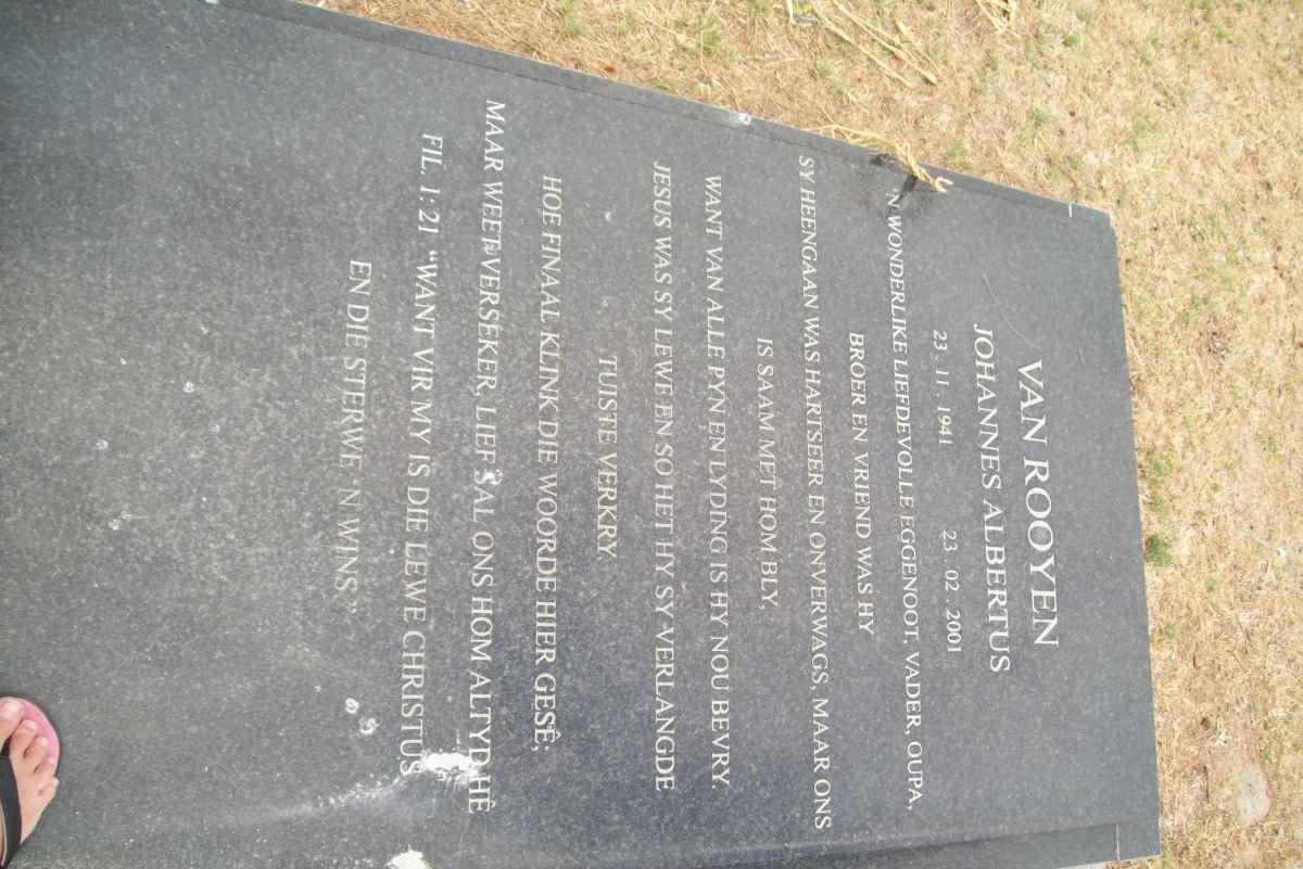 ROOYEN Johannes Albertus, van 1941-2001