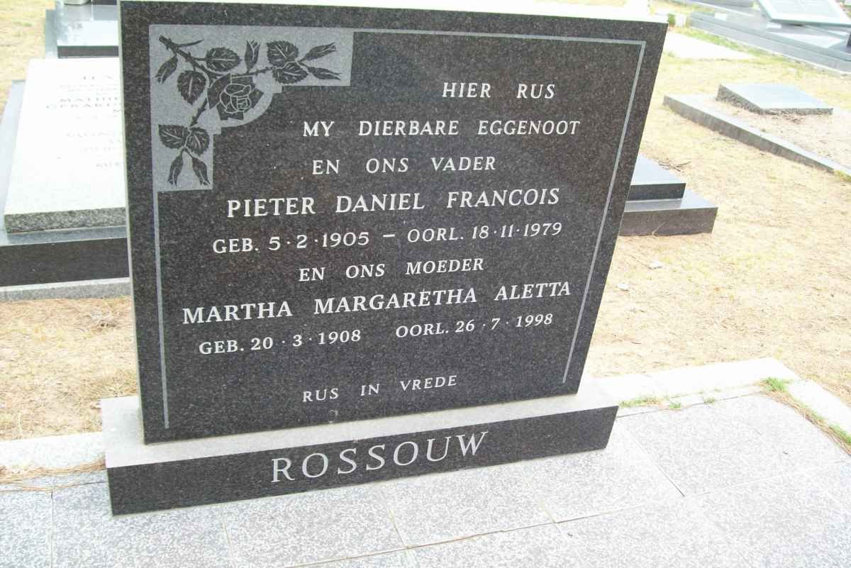 ROSSOUW Pieter Daniel Francois 1905-1979 &amp; Martha Margaretha Aletta 1908-1998