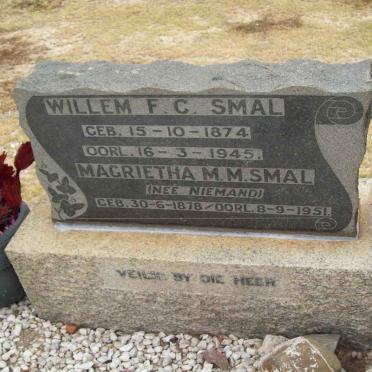 SMAL Willem F.C. 1874-1945 &amp; Magrietha M.M. NIEMAND 1878-1951