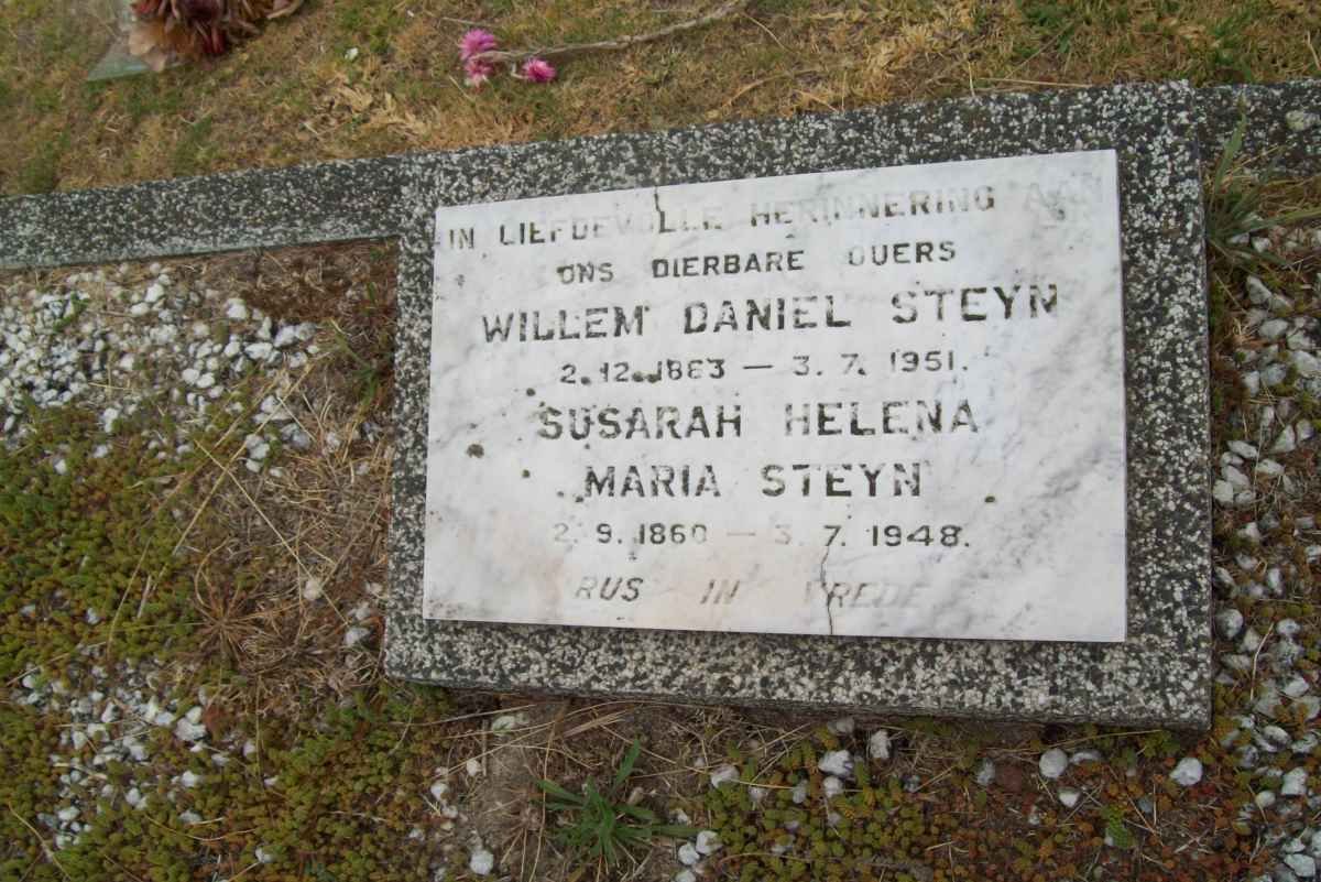 STEYN Willem Daniel 1883-1951 &amp; Susarah Helena Maria 1860-1948