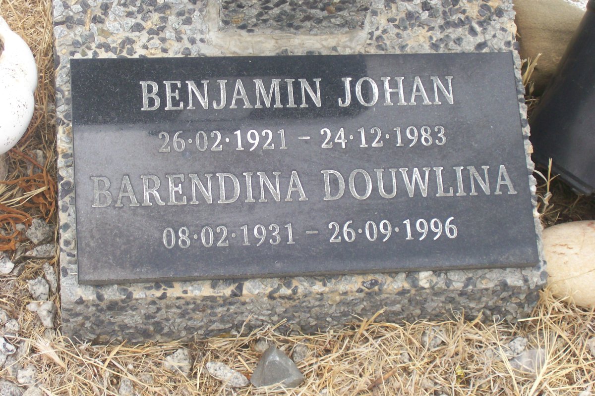 SOLOMON Benjamin Johan 1921-1983 &amp; Barendina Douwlina 1931-1996