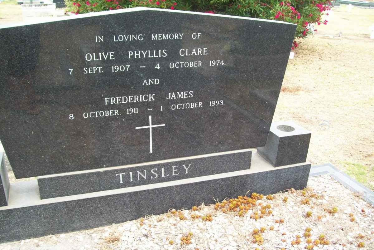 TINSLEY Frederick James 1911-1993 &amp; Olive Phyllis Clare  1907-1974