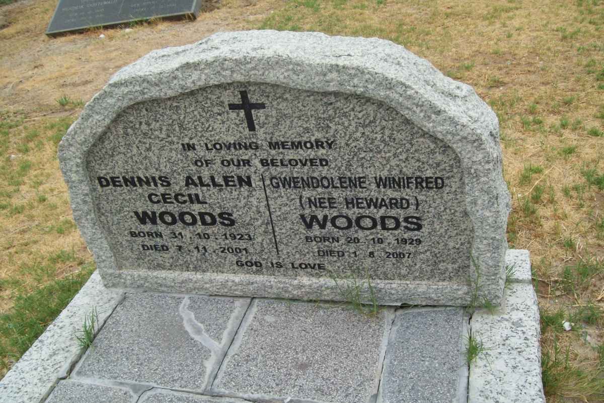 WOODS Dennis Allen Cecil 1923-2001 &amp; Gwendolene Winifred HEWARD 1929-2007