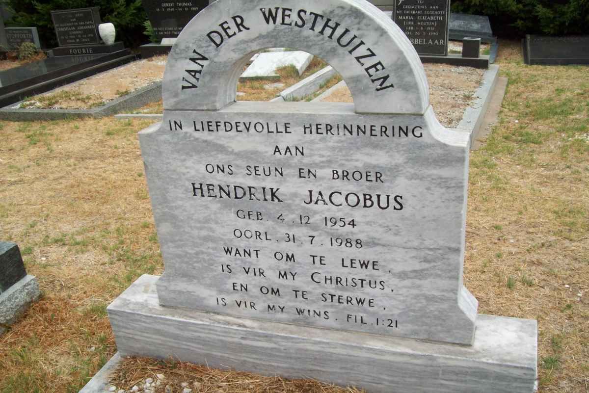 WESTHUIZEN Hendrik Jacobus, van der 1954-1988