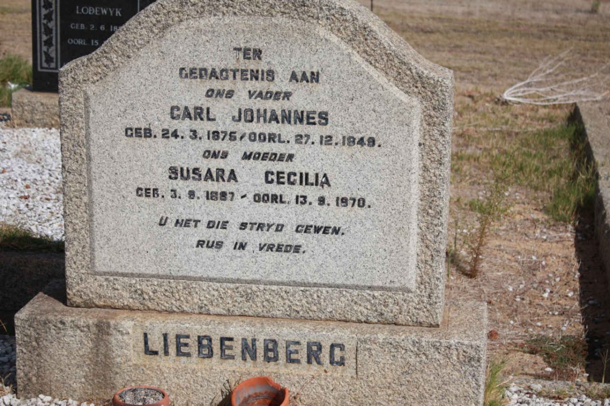 LIEBENBERG Carl Johannes 1875-1948 &amp; Susara Cecilia 1887-1970