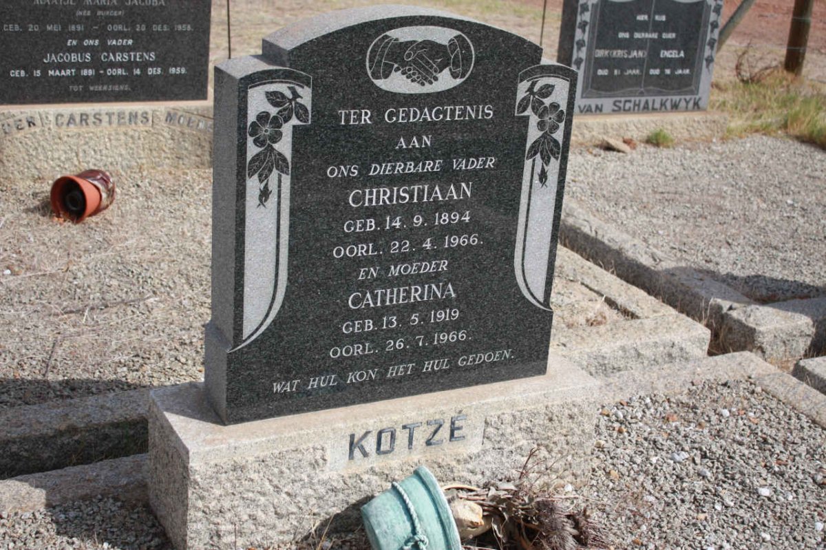 KOTZE Christiaan 1894-1966 &amp; Catherina 1919-1966