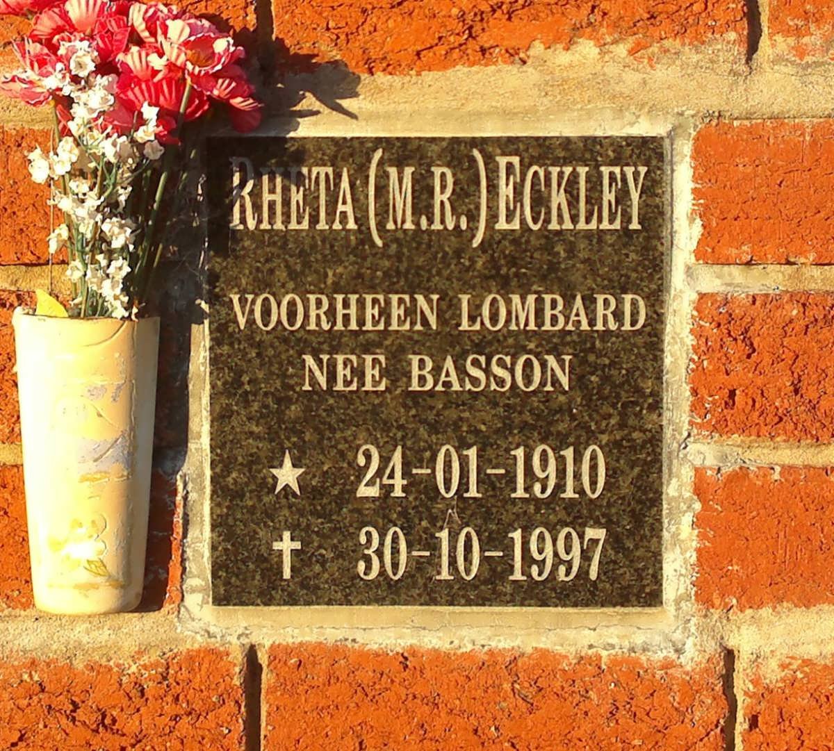 ECKLEY M.R. previously LOMBARD nee BASSON 1910-1997
