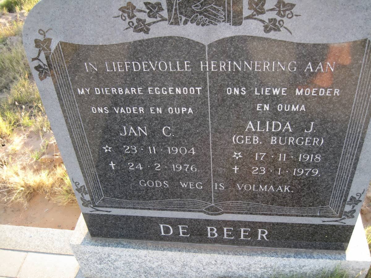 BEER Jan C., de 1904-1976 &amp; Alida J. BURGER 1918-1979
