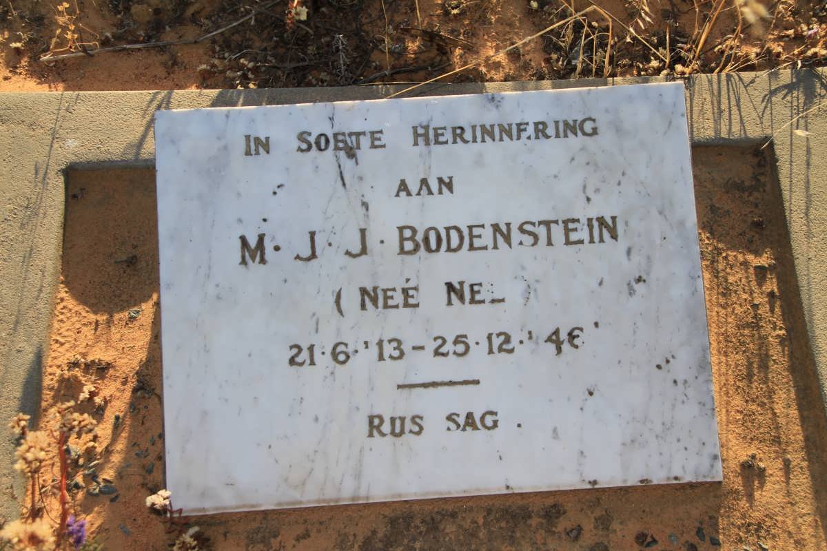 BODENSTEIN M.J.J. nee NEL 1913-1946