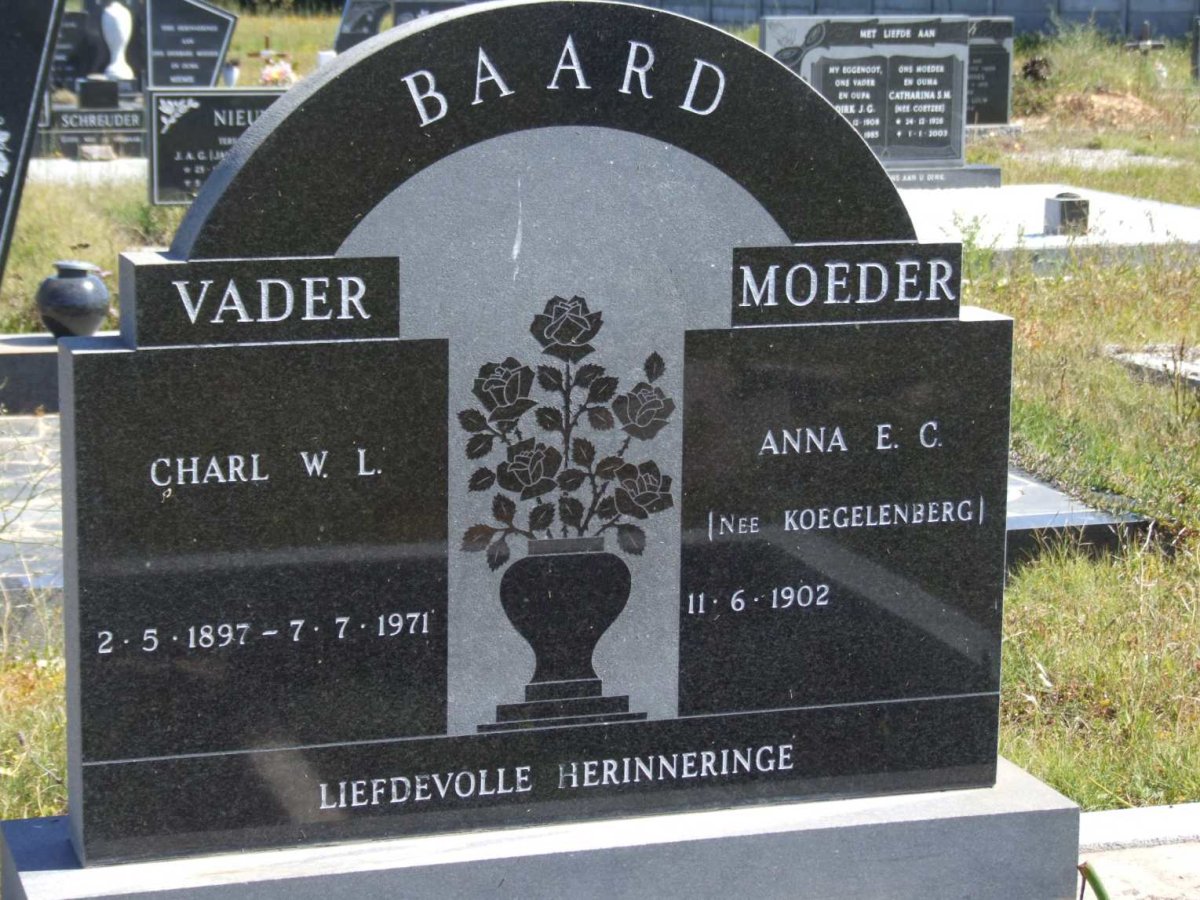 BAARD Charl W.L. 1897-1971 :: Anna E.C. KOEGELENBERG 1902-