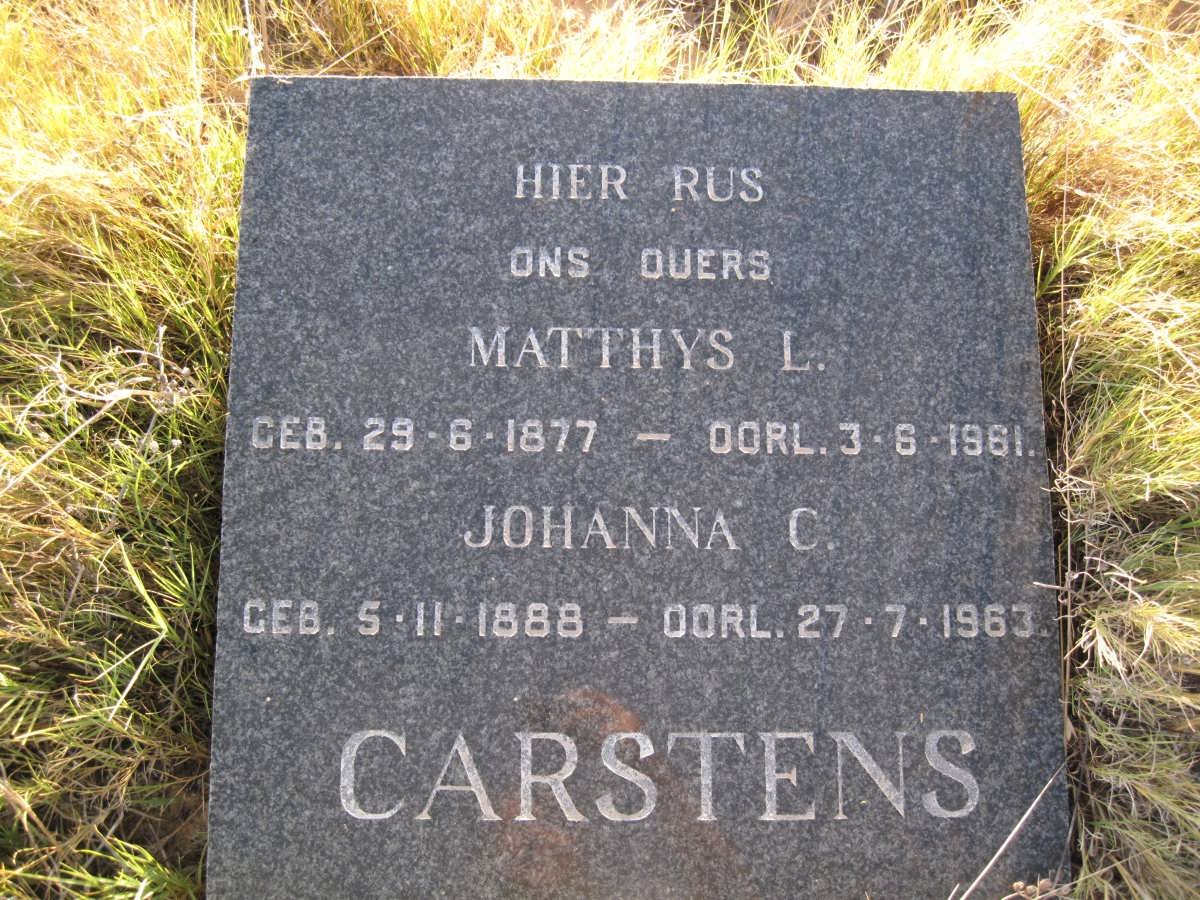 CARSTENS Matthys L. 1877-1961 &amp; Johanna C. 1888-1963