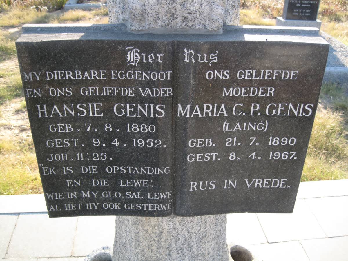 GENIS Hansie 1880-1952 &amp; Maria C.P. LAING 1890-1967