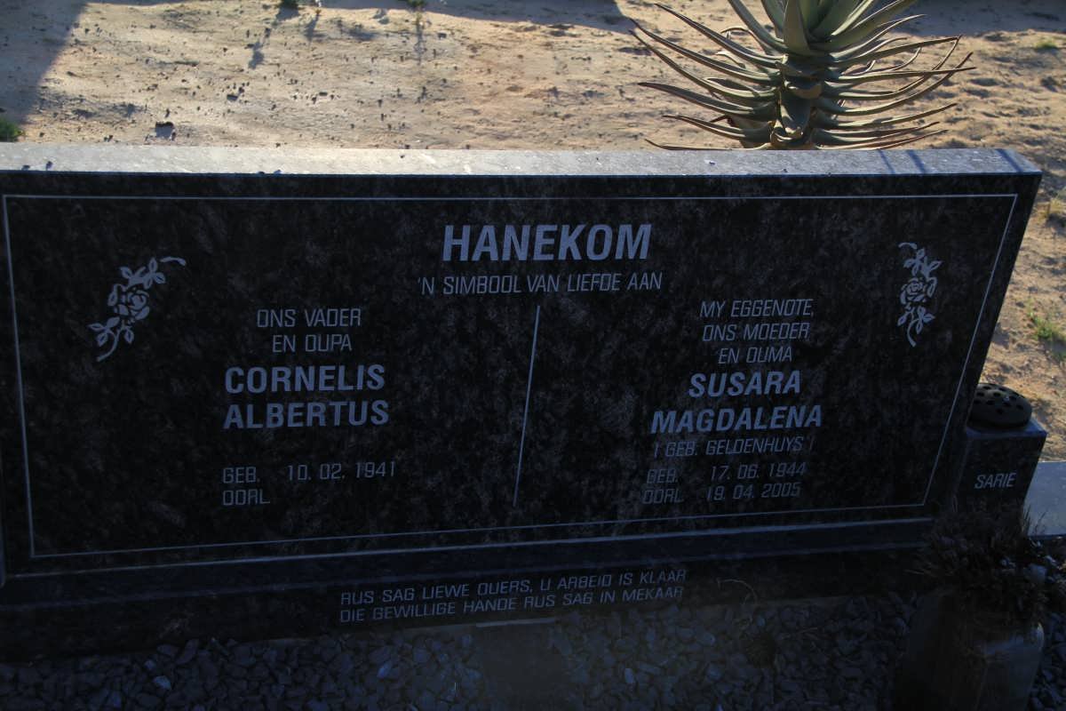 HANEKOM Cornelis Albertus 1941-  &amp; Susara Magdalena GELDENHUYS 1944-2005
