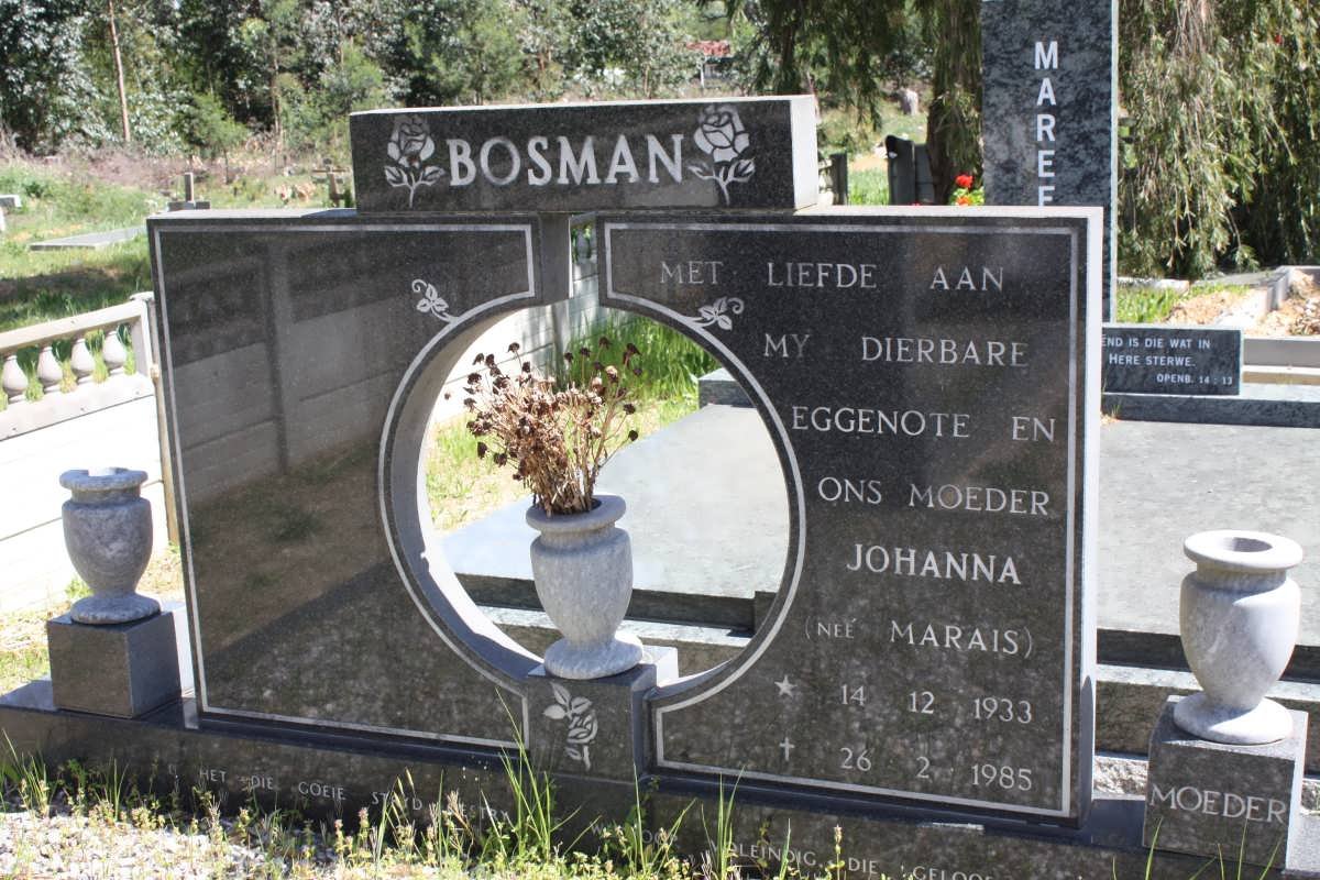 BOSMAN Johanna nee MARAIS 1933-1985