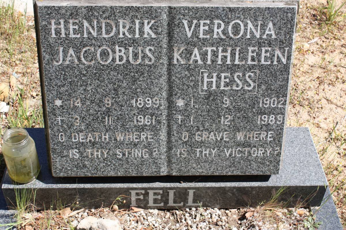 FELL Hendrik Jacobus 1899-1961 &amp; Verona Kathleen HESS 1902-1989