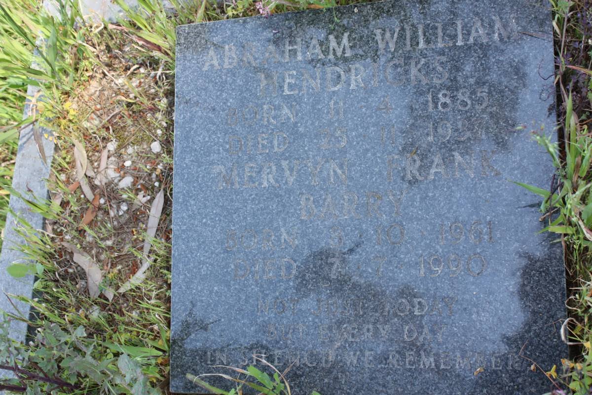 HENDRICKS Abraham William 1885-1937 :: BARRY Mervyn Frank 1961-1990