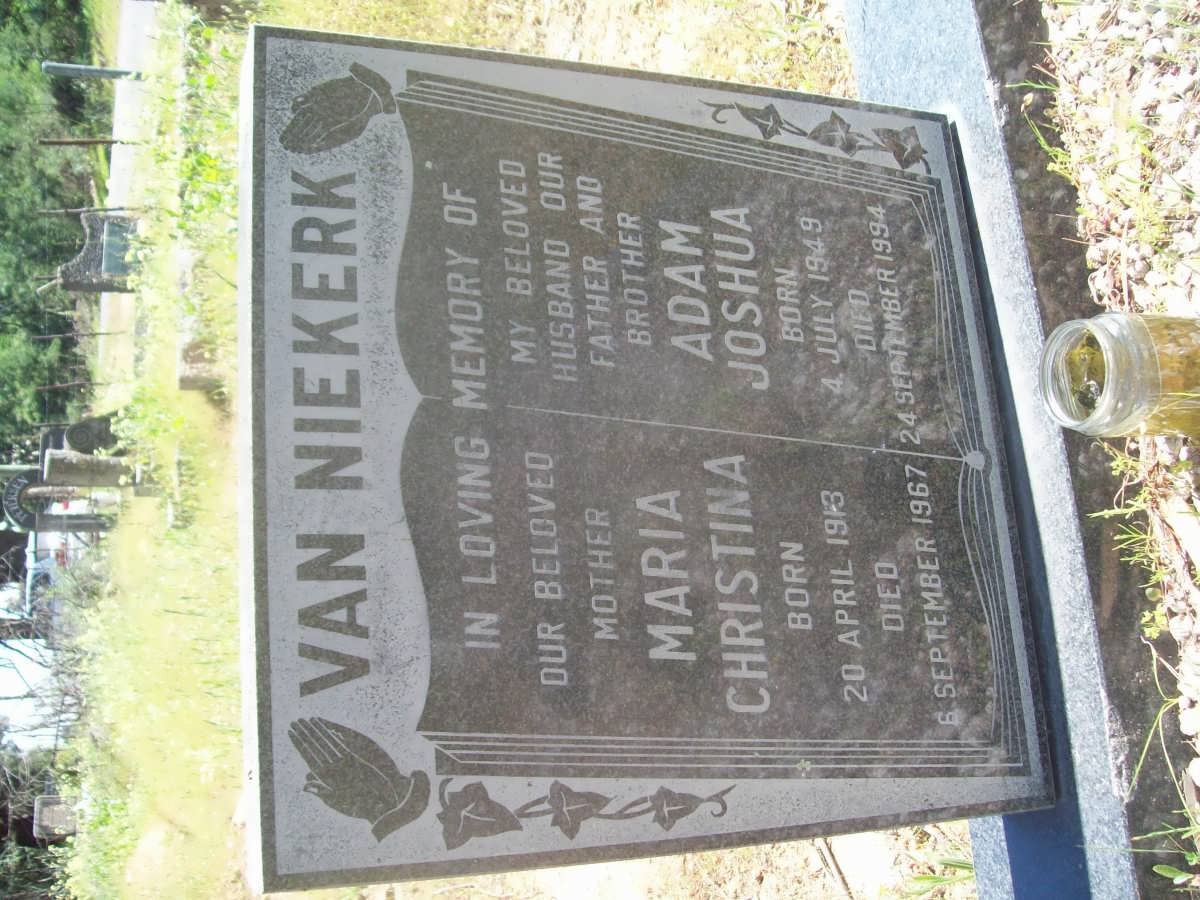 NIEKERK Adam Joshua, van 1949-1994 :: van NIEKERK Maria Christina 1913-1967