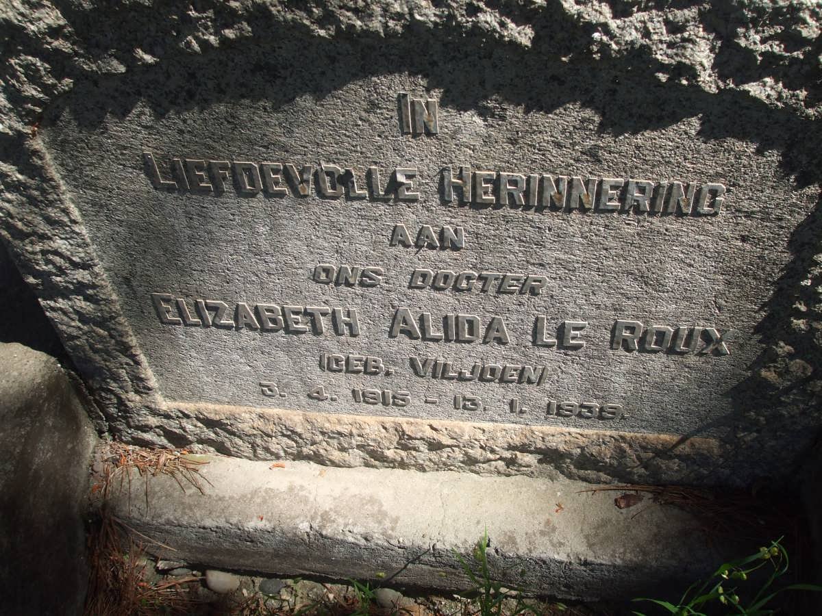 ROUX Elizabeth Alida, le nee VILJOEN 1915-1939