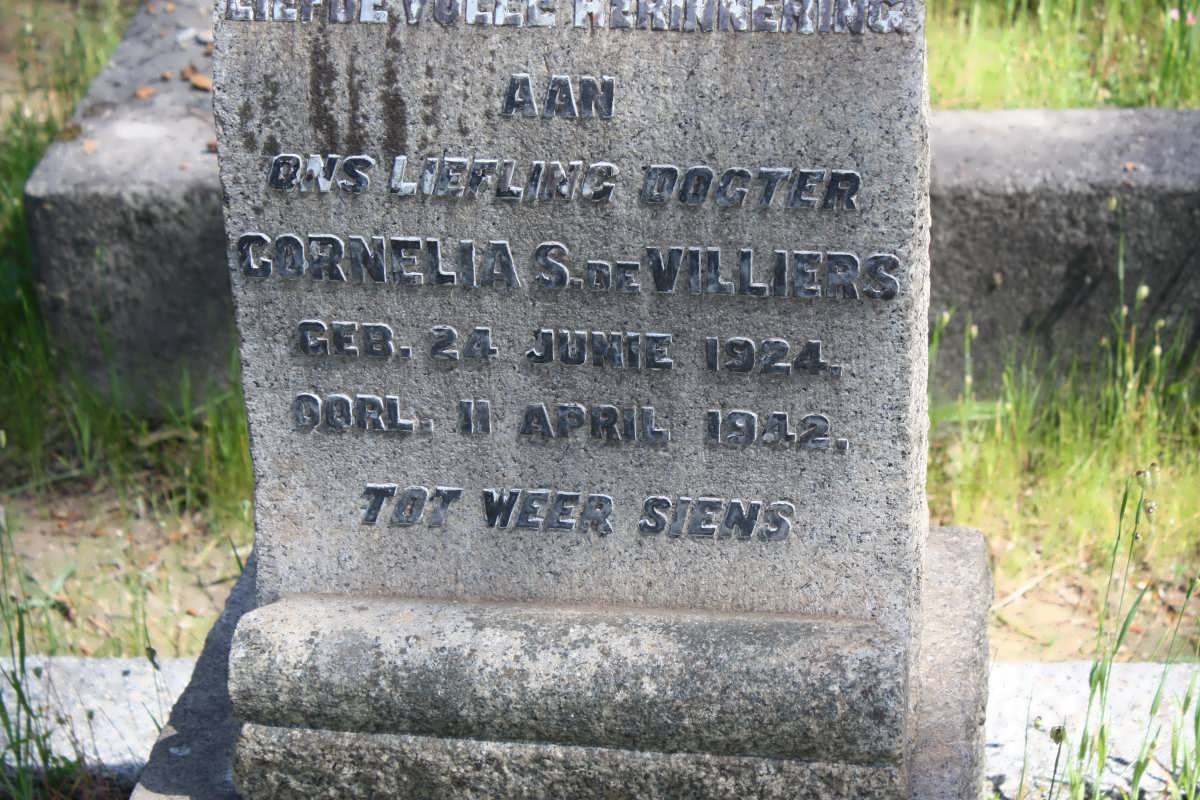 VILLIERS Cornelia S., de 1924-1942