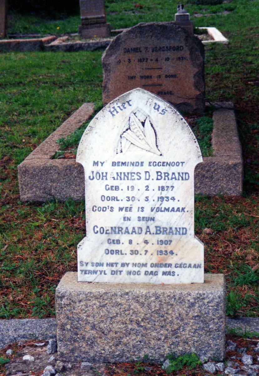 BRAND Johannes D. 1877-1934 :: BRAND Coenraad A. 1907-1934