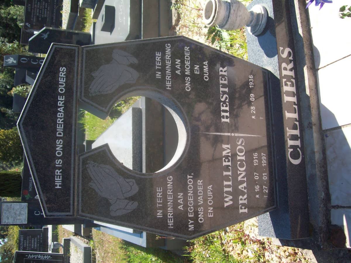 CILLIERS Willem Francois 1916-1997 &amp; Hester 1936-