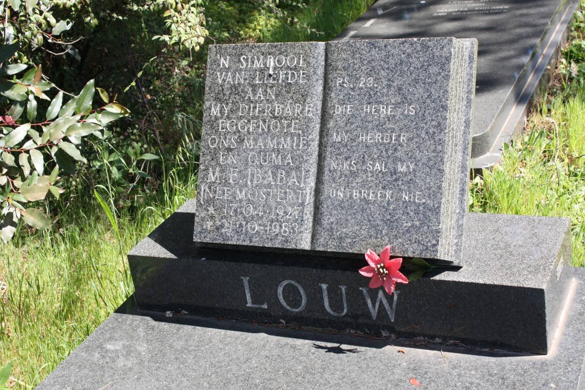 LOUW M.E. nee MOSTERT 1927-1983