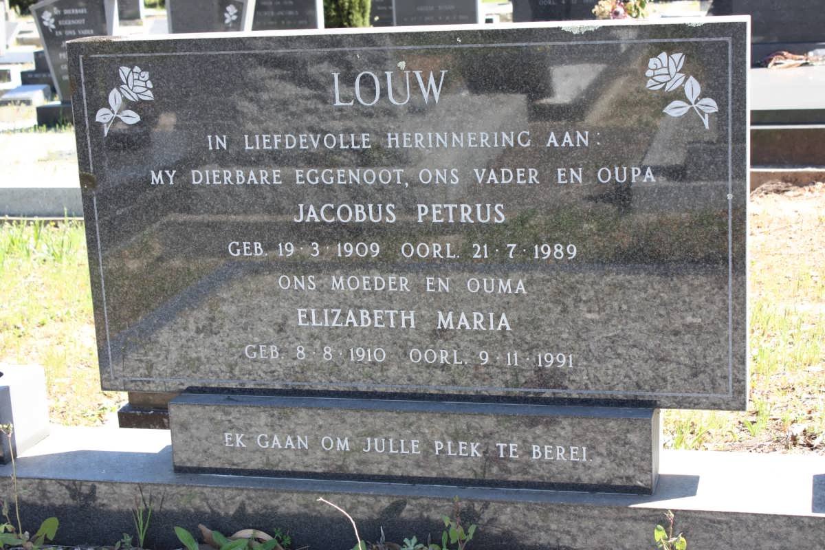 LOUW Jacobus Petrus 1909-1989 &amp; Elizabeth Maria 1910-1991