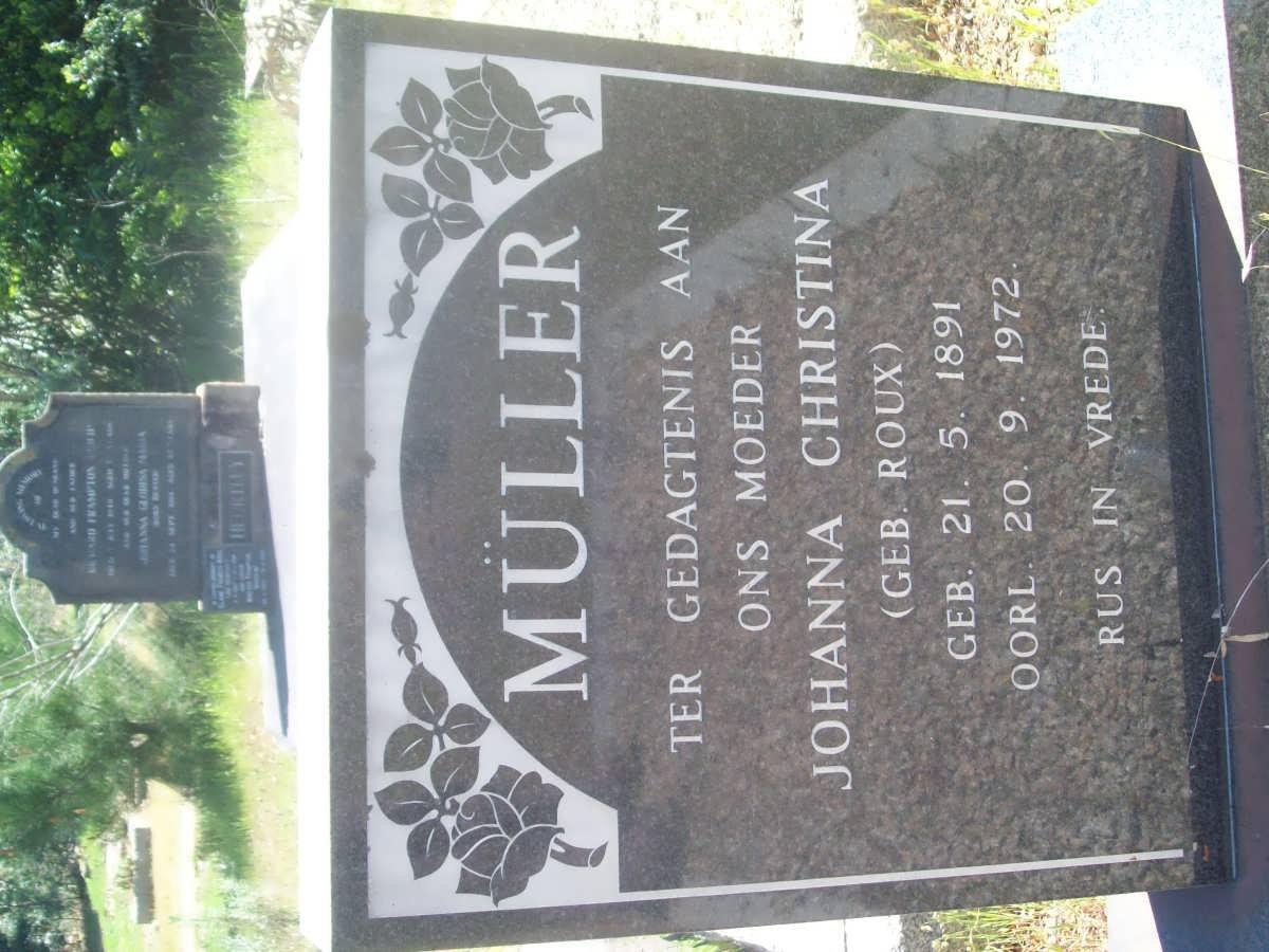 MÜLLER Johanna Christina nee ROUX 1891-1972