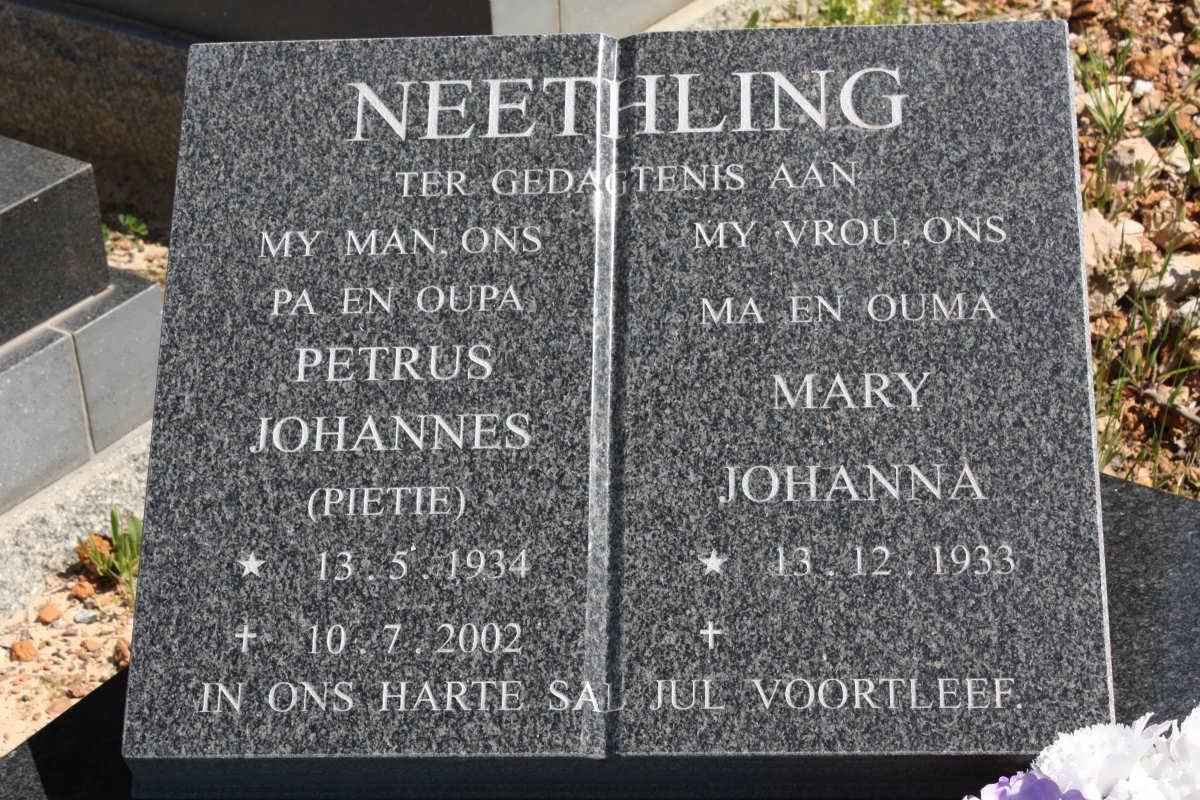 NEETHLING Petrus Johannes 1934-2002 &amp; Mary Johanna 1933-