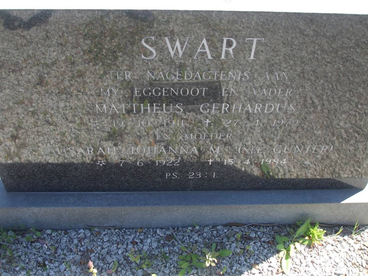 SWART Mattheus Gerhardus 1911-1979 :: GUNTER Susarah Johanna M. 1922-1984