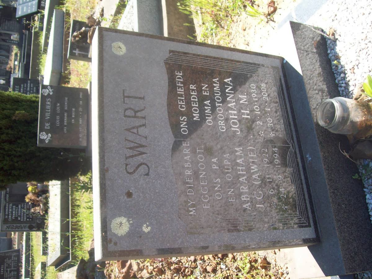 SWART Abraham J.G. 1922-1994 &amp; Johanna H.M. 1930-2006