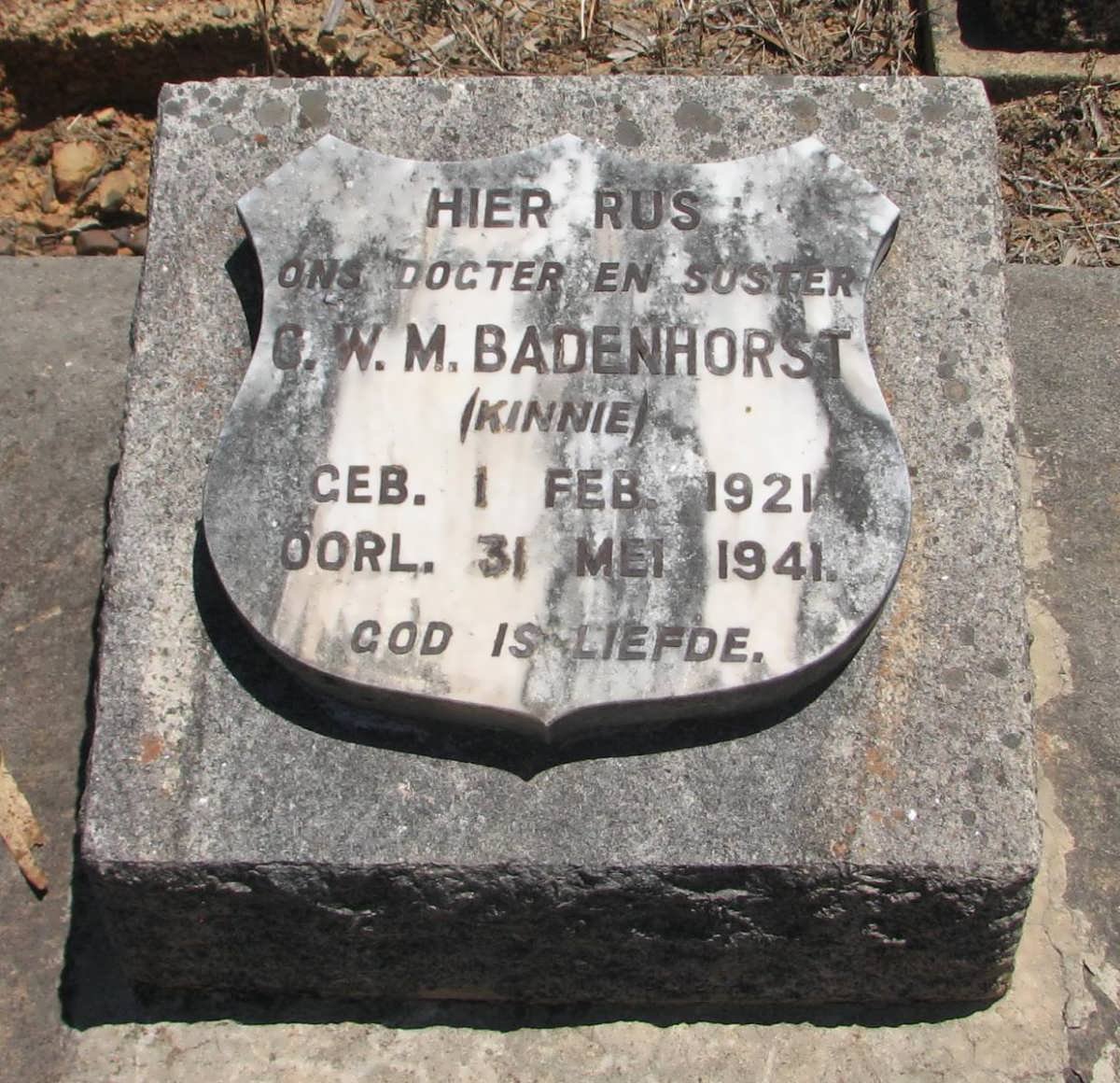 BADENHORST G.W.M. 1921-1941