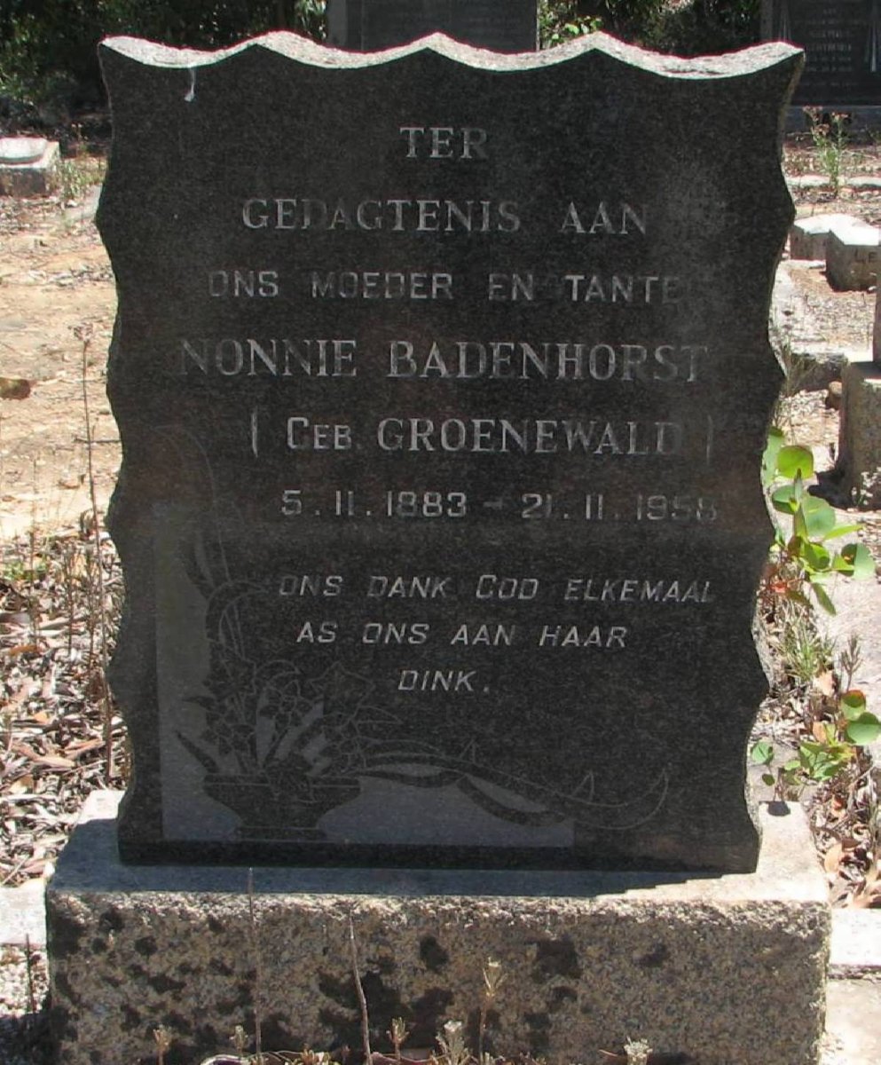 BADENHORST Nonnie nee GROENEWALD 1883-1958