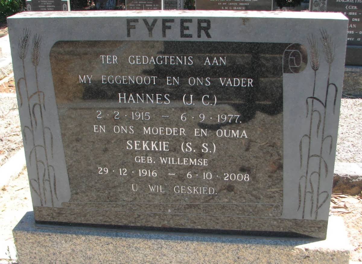 FYFER J.C. 1915-1977 &amp; S.S. WILLEMSE 1916-2008