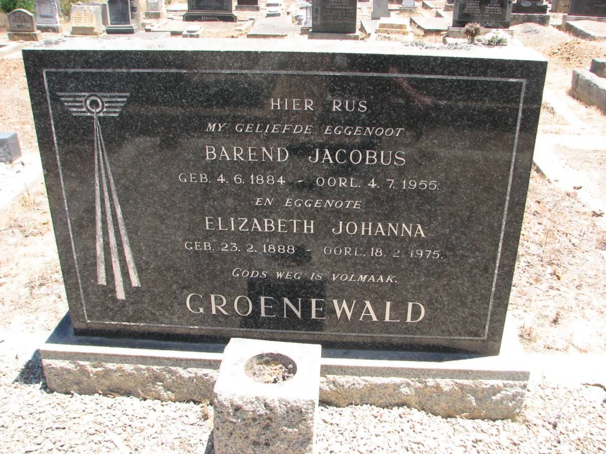 GROENEWALD Barend Jacobus 1884-1955 &amp; Elizabeth Johanna 1888-1975