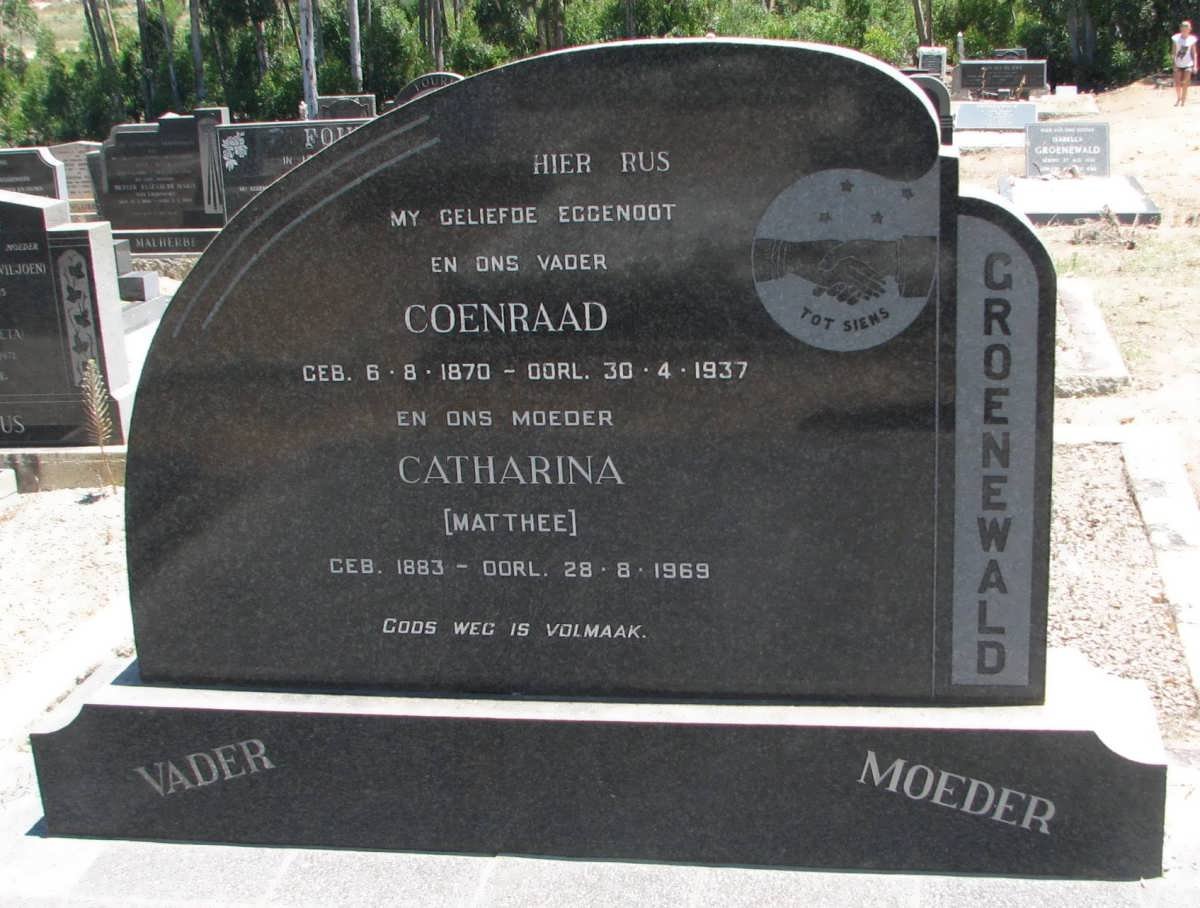 GROENEWALD Coenraad 1870-1937 &amp; Catharina MATHEE 1883-1969