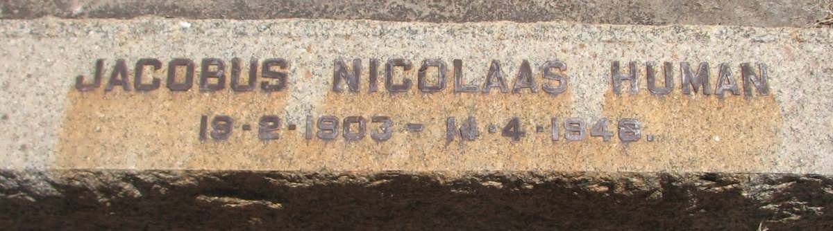 HUMAN Jacobus Nicolaas 1903-1946