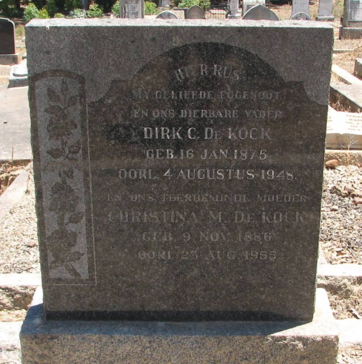 KOCK Dirk C., de 1875-1948 &amp; Christina M. 1886-1955