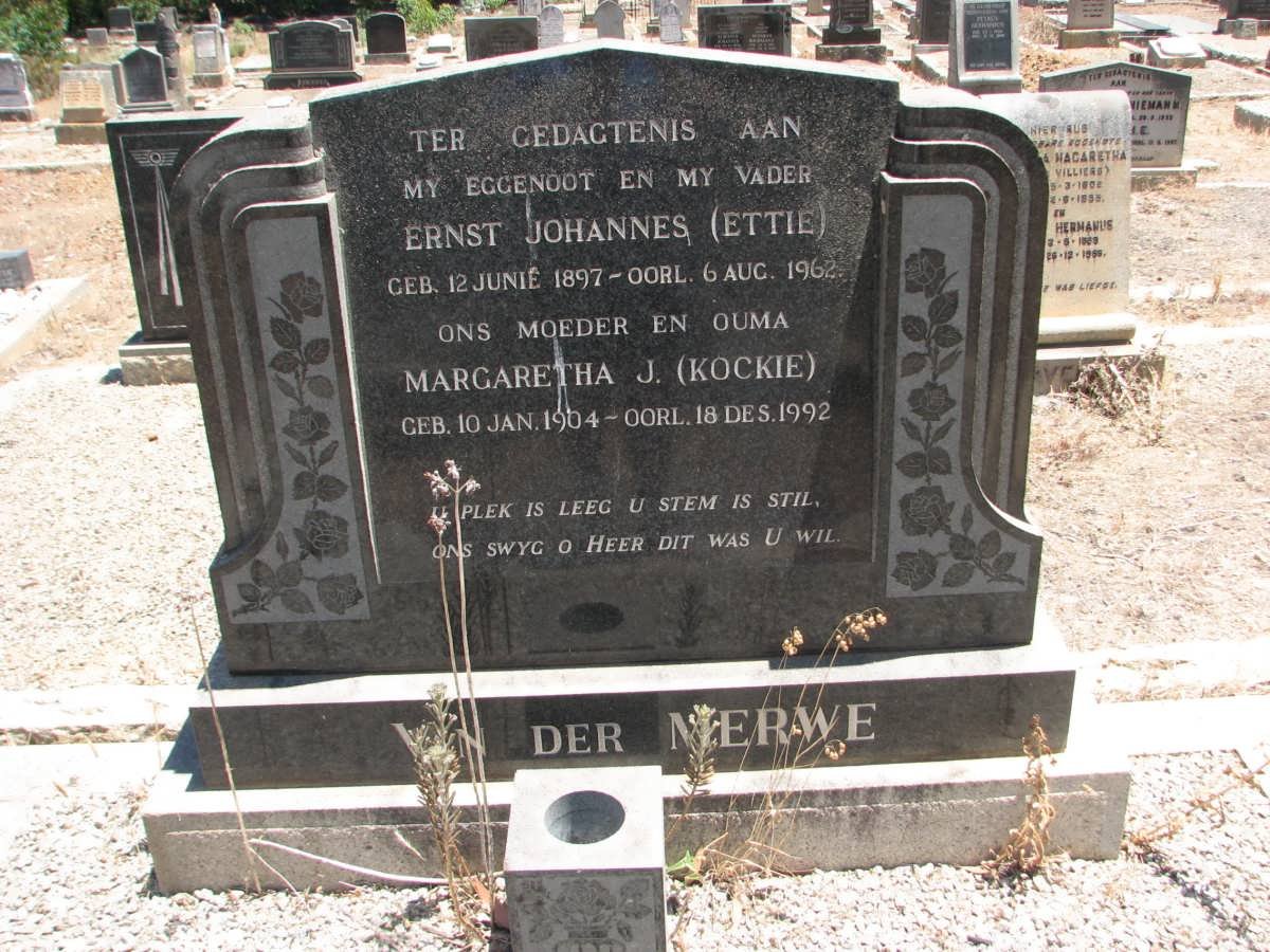 MERWE Ernst Johannes, van der 1897-1962 &amp; Margaretha J. 1904-1992