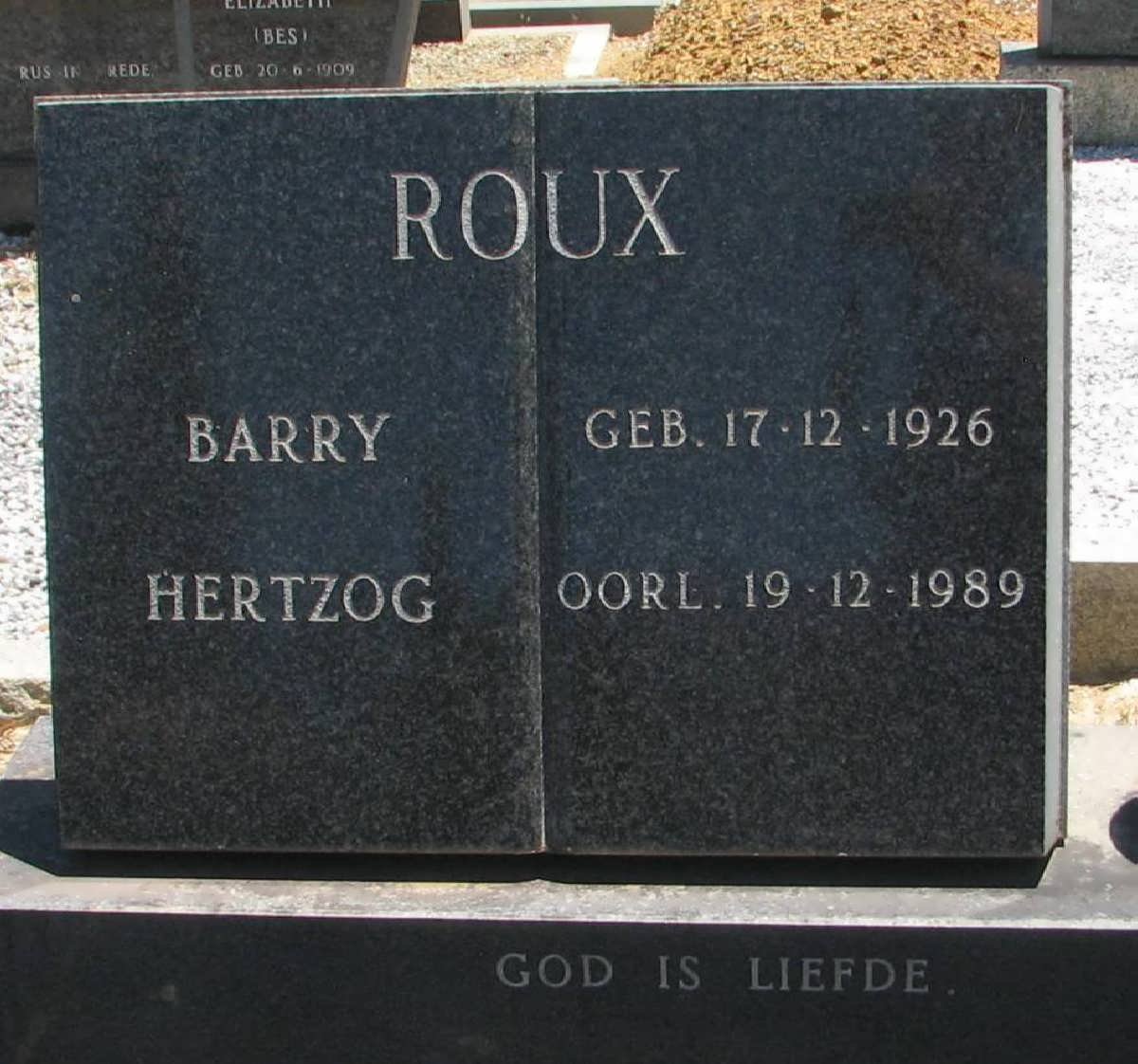 ROUX Barry Hertzog 1926-1989