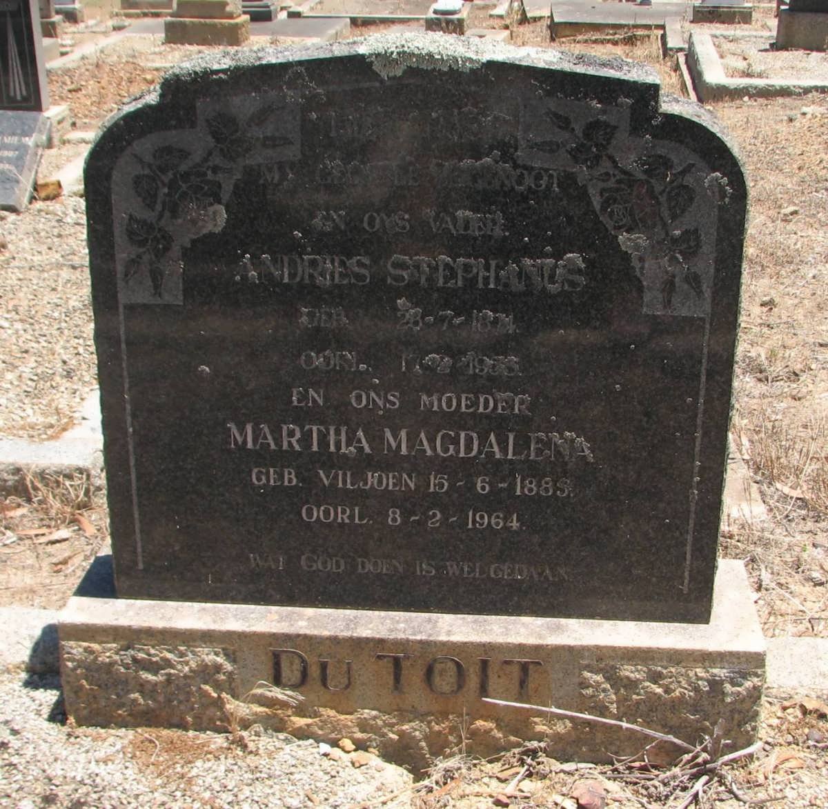 TOIT Andries Stephanus, du 1874-1955 &amp; Martha Magdalena VILJOEN 1885-1964